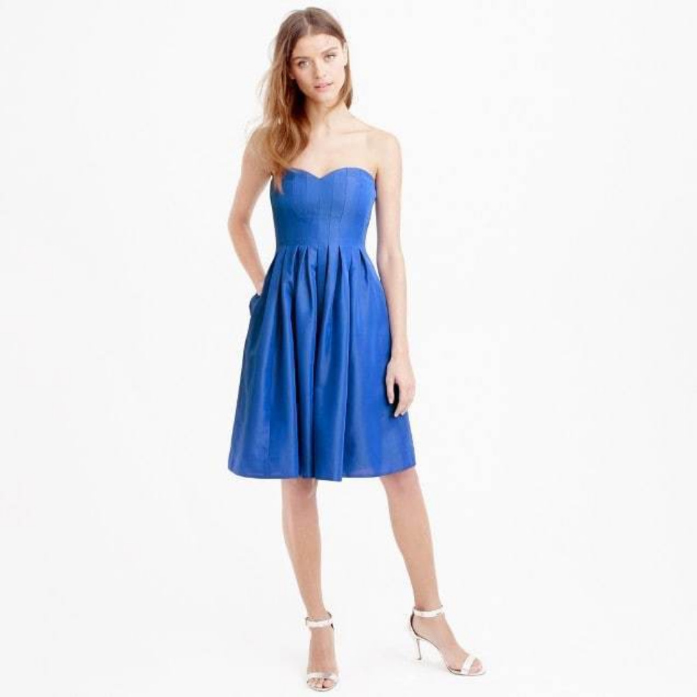 J CREW NWT GREY Strapless 'Marlie' Dress in Classic Faille